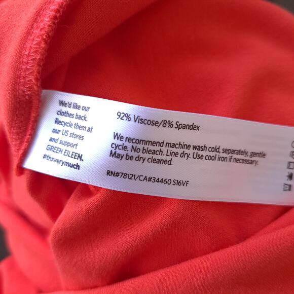 Eileen Fisher Orange Sleeveless Midi Dress Crewneck Shift Size Medium - Picture 7 of 9